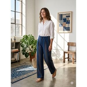 Ace & Jig Wide Leg Woven Pants Womens Size XS Lunar Striped Blue Sustainable